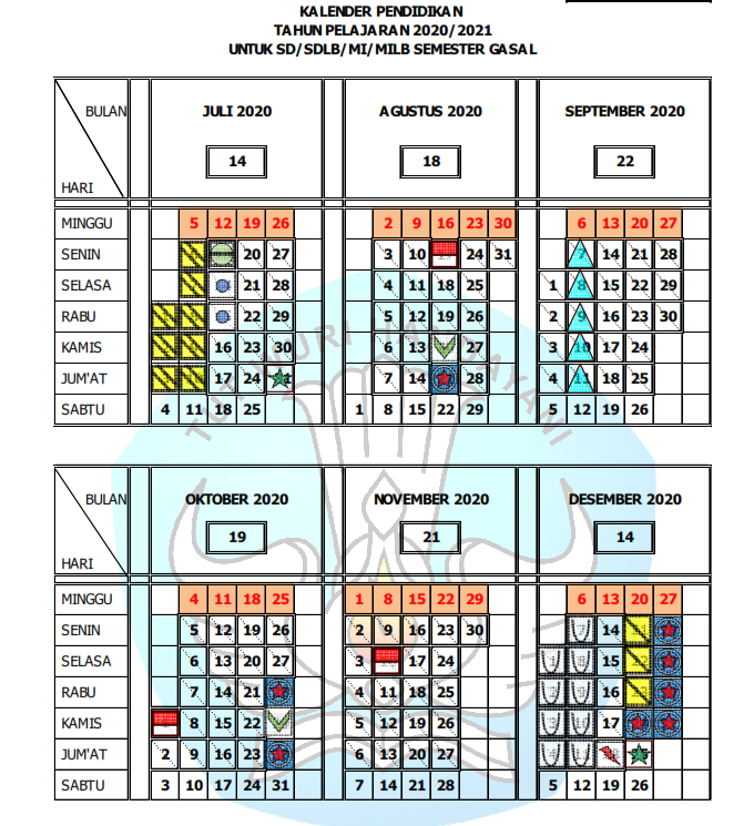  Kalender  pendidikan  2021 2021  Jawa  Tengah  SD SMP SMA SMK 