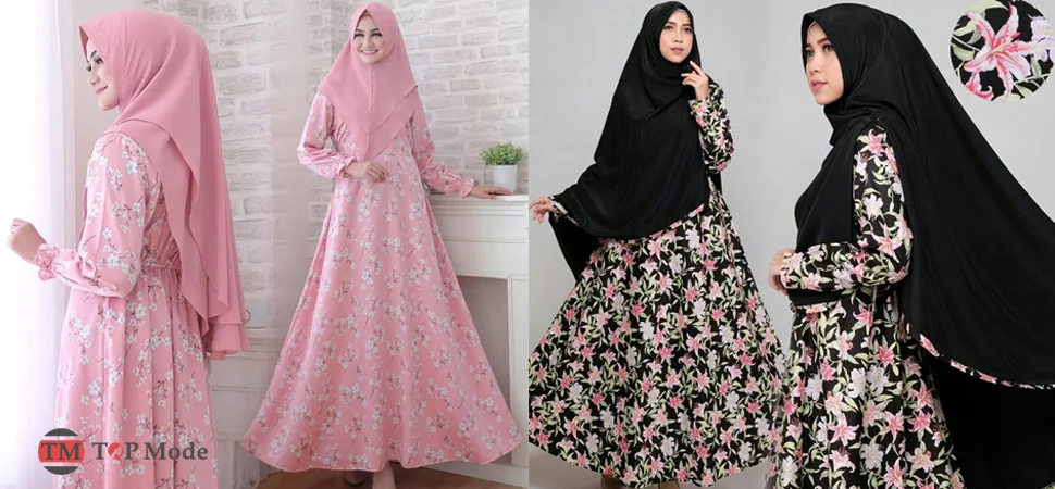 32 Model Baju Gamis Motif Bunga Modern 2020 Muda Co Id