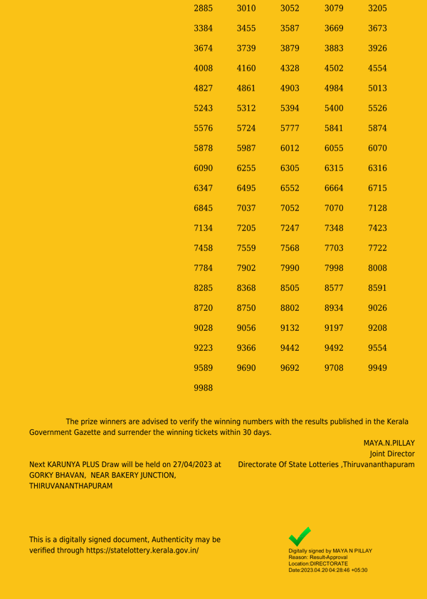 Karunya Plus KN466 Official Result Page 3