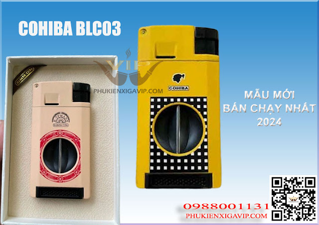 Bật lửa khò Cohiba 1 tia kèm dao cắt V