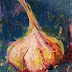 Garlic in Blue, Food Series Still Life by Arizona Artist Amy Whitehouse