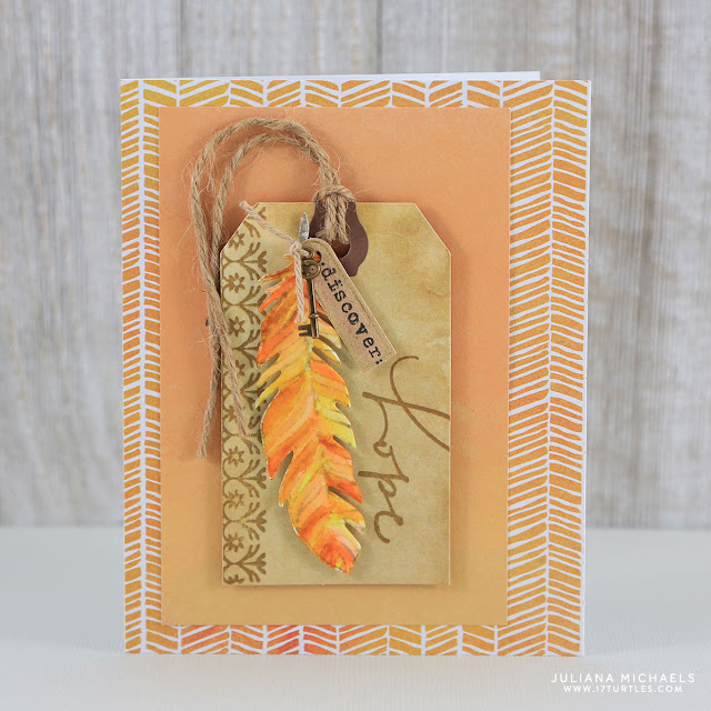 Watercolor Feather Hope Card by Juliana Michaels featuring Momenta Art C Stamps, Dies and Embellishments