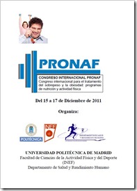 Congreso Internacional PRONAF en el INEF Madrid del 15 al 17 de diciembre de 2011.