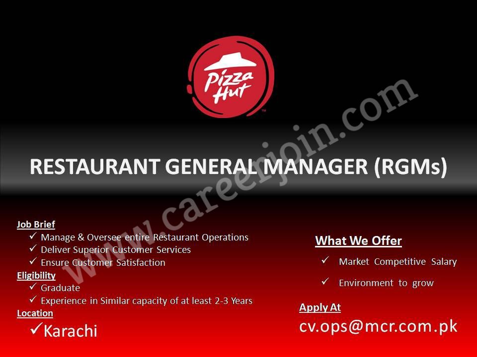 Jobs in Pizza Hut Pakistan