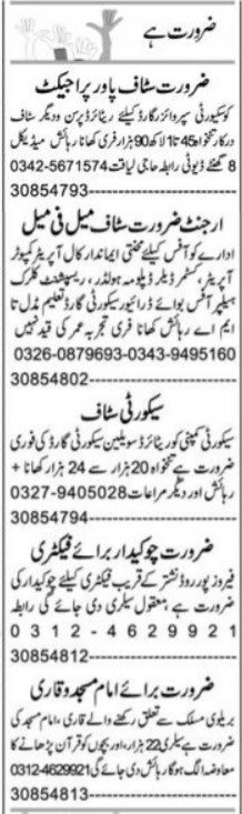 Computer Operator And Chowkidar Jobs In Lahore