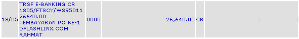 Pembayaran Pertama PTC DFLASHLINX Mei 2011 - Paid