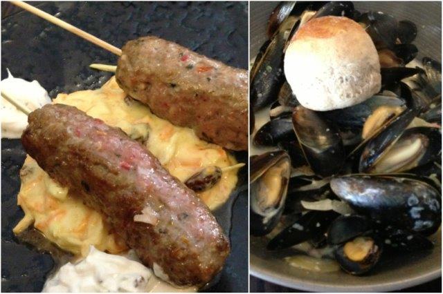 Kofta de cordero y mejillones en el Restaurante La Stella en Aberdeen