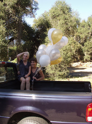 Lisa and Mary Hanging Balloons
