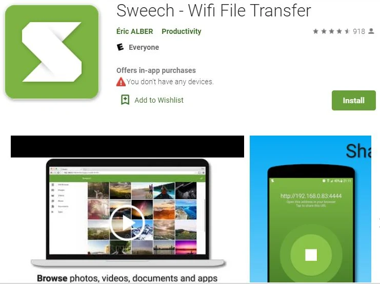 Sweech file transfer app