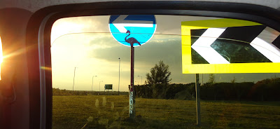 Pink Flamingo on roundabout Sign