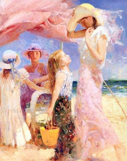 pintura-de-niñas-y-mujeres-en-la-playa