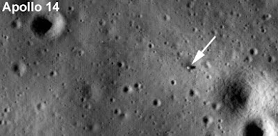 Fotografía captada por la sonda lunar LRO del lugar de alunizaje del Apollo 14.