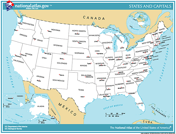 map of 50 states with capitals. National Atlas of the United