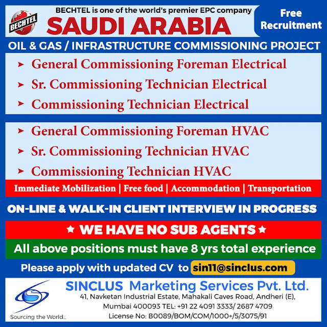 Multiple Job Openings for Bechtel- Saudi Arabia- Free Recruitment