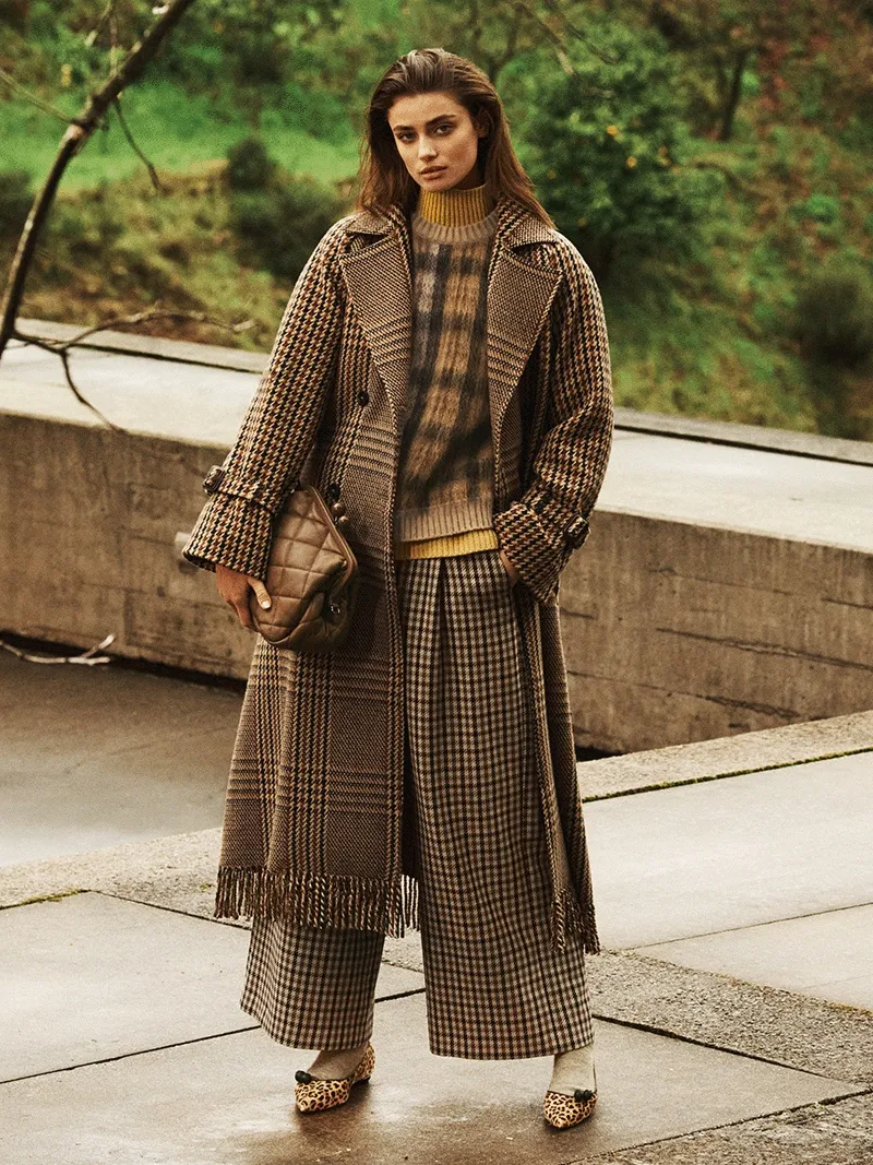 Taylor Hill wears neutral hues in the Weekend Max Mara fall-winter 2022 campaign