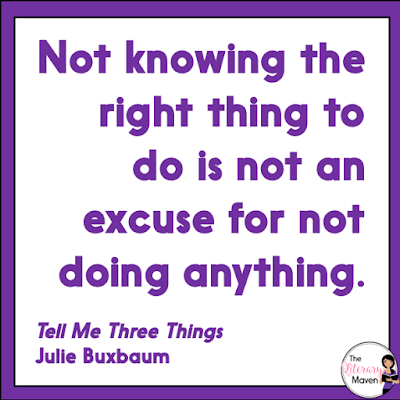 Tell Me Three Things by Julie Buxbaum is just as much about coming of age and figuring out who you are as it is about love. As if it isn’t enough that Jessie is grieving the loss of her mother, her father fairly quickly remarries and moves Jessie across the country from Chicago to California during her junior year of high school. Read on for more of my review and ideas for classroom application.