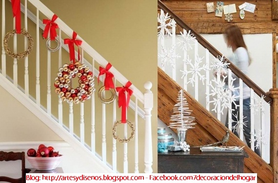 COMO DECORAR ESCALERAS PARA NAVIDAD by artesydisenos.blogspot.com