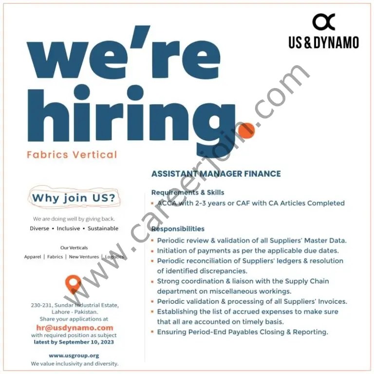 Jobs in US & Dynamo Mills Limited