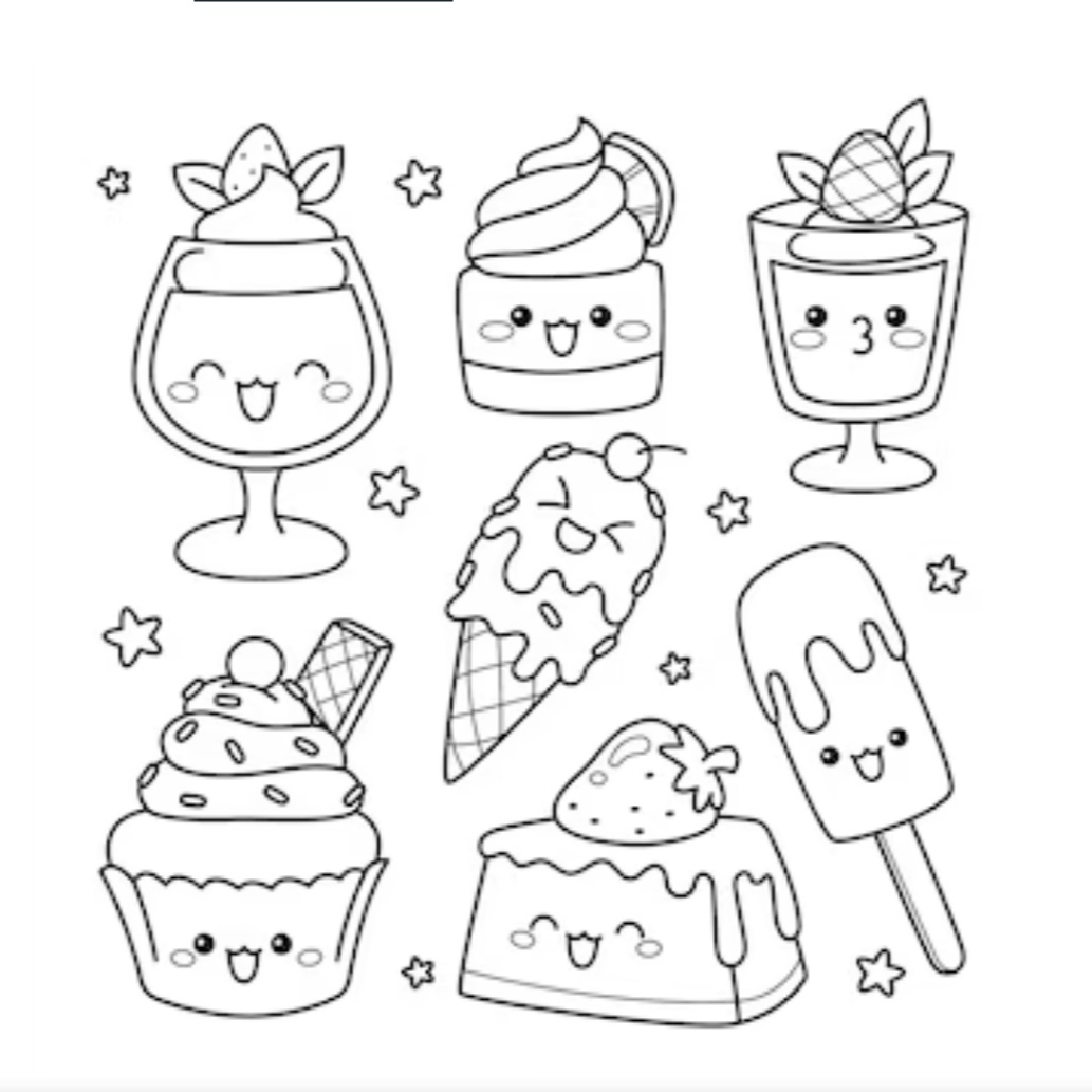 Desenhos fofos de comida kawaii - Páginal Inicial