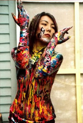 Body Art Painting With Many Colors Themed Abstract