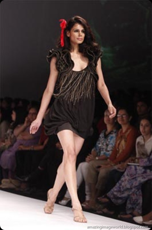 A model displays a creation at Wills India Fashion Week