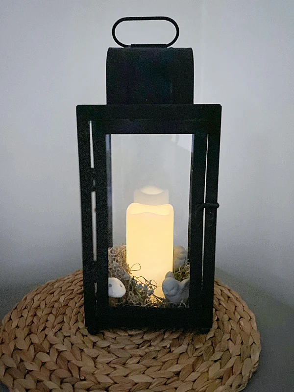 lighted candle lantern