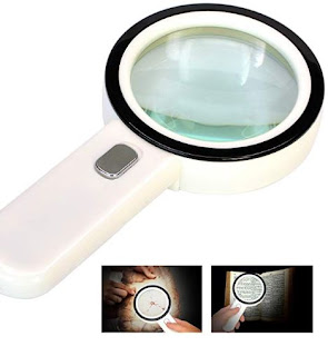 7TECH Magnifying Glass 3 LED Light 20X Handheld Magnifier Reading Magnifying Glass Lens Jewelry Loupe White