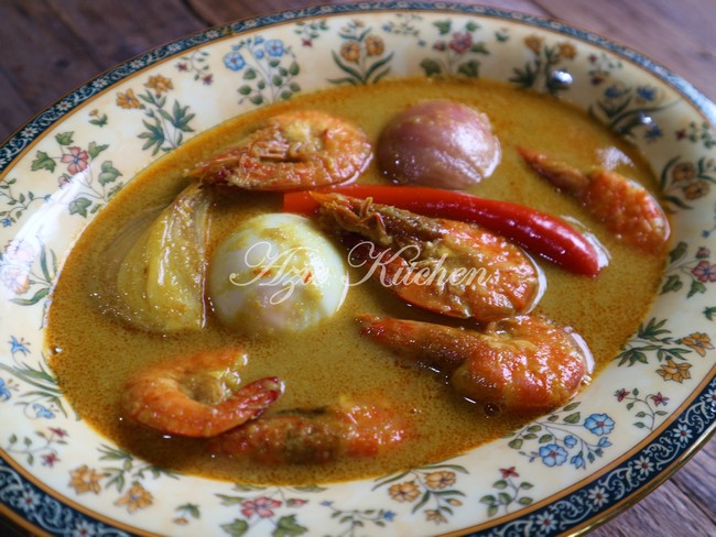 Gulai Udang Lauk Nasi Dagang Kelantan Resepi 2 - Azie Kitchen