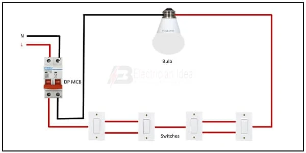 Four Switches Control one Light