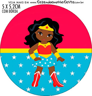 Wonder Woman Afro Free Printable Cupcake Wrappers and Toppers.