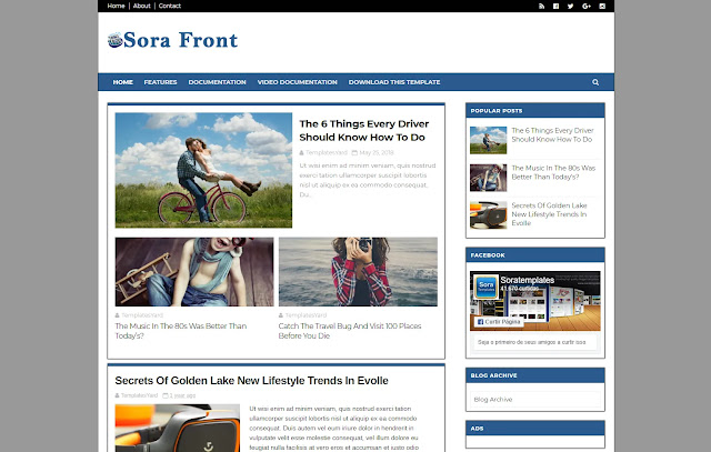 Sora Front Responsive Magazine News Sites Personal Blog Viral Trend Blog Blogger Template Theme