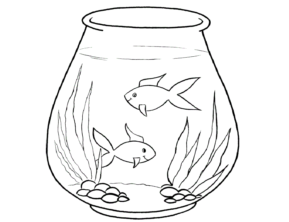 Fish Bowl Coloring Drawing Free wallpaper