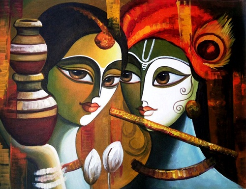 Beautiful Modern Art Radha Krishna Painting