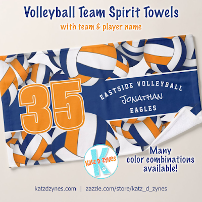 blue orange team colors volleyball towel