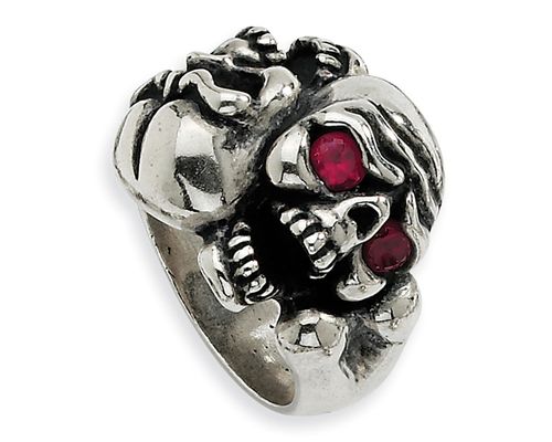 Sterling Silver CZ Skull Ring