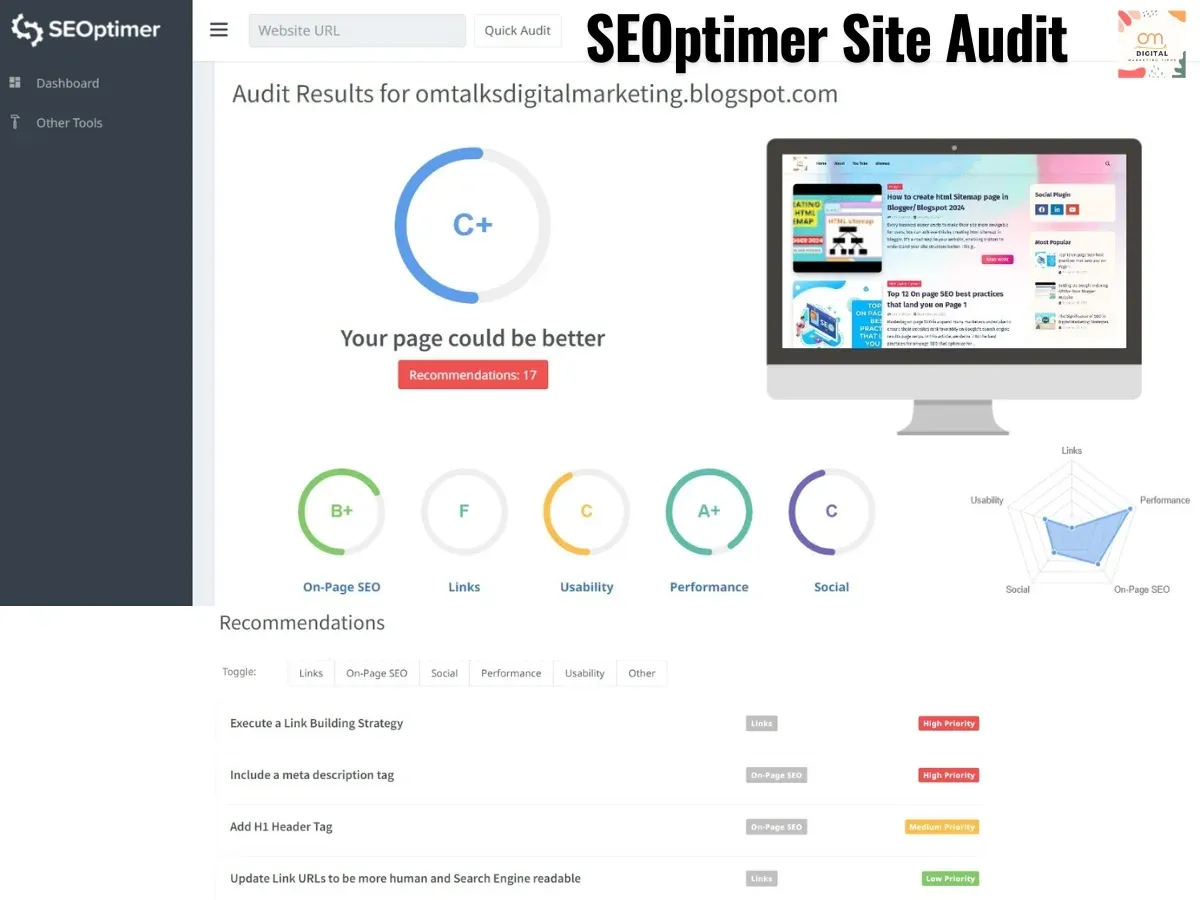 SEOptimer Site Audit tool