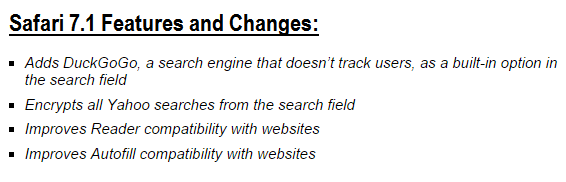Safari 7.1 Features and Changes