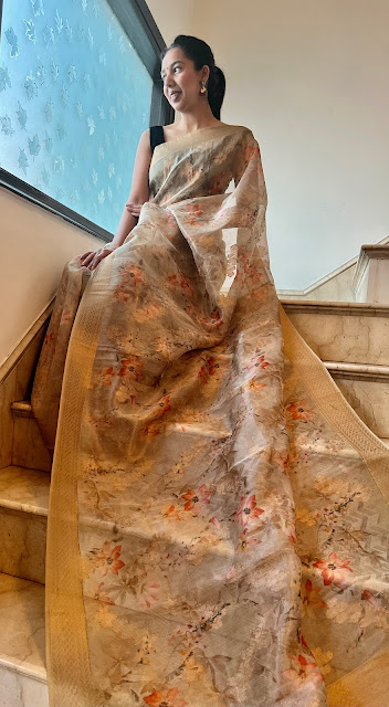 Floral digital print saree