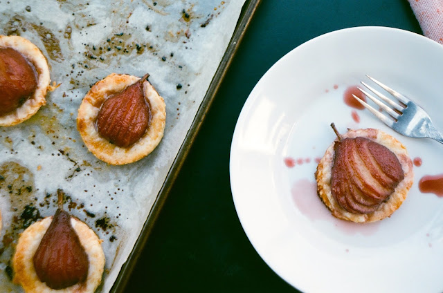 Red Wine-Poached Seckel Pear Tarts