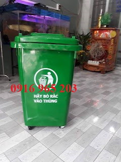 Thùng rác công cộng 60 lít nhựa hdpe 4 bánh xe