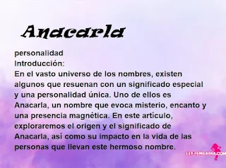 significado del nombre Anacarla