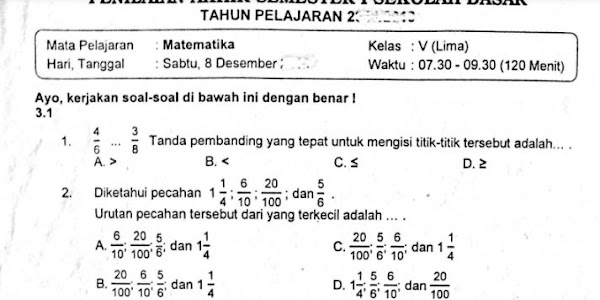 Soal Uas Matematika Kelas 2 Sd Semester 1 K13