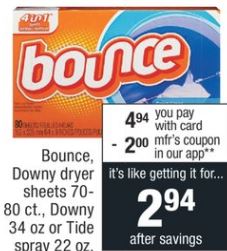 Bounce, Downy dryer sheets 