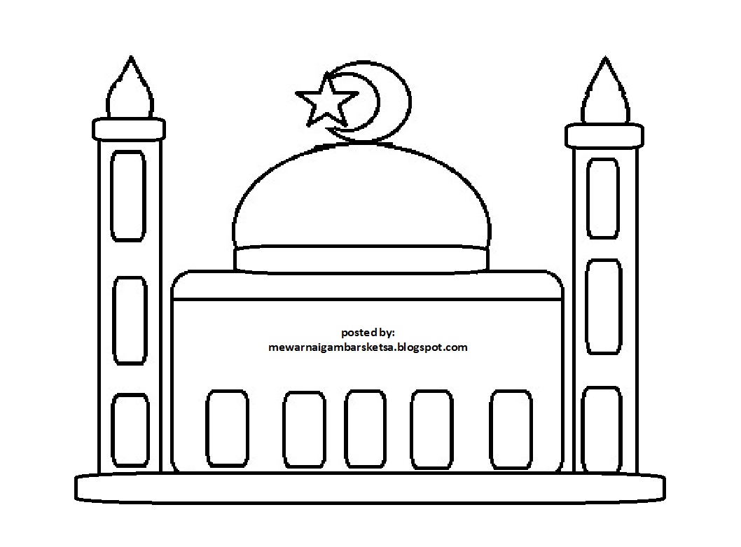 Mewarnai Gambar Mewarnai Gambar Sketsa  Masjid  9