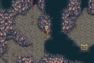 Terra explores the Cave to the Ancient Castle in Final Fantasy VI.