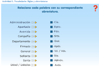 RELACIONAR PALABRAS CON ABREVIATURAS