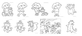 ระบายสีโดร่ากับเพื่อนๆ Dora coloring