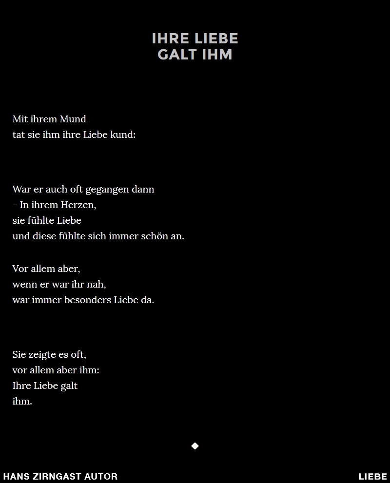 Hans Zirngast Autor - Liebe - Ihre Liebe galt ihm