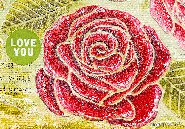 Layers of ink - Mixed Media Rose Canvas Tutorial by Anna-Karin Evaldsson. Red rose.