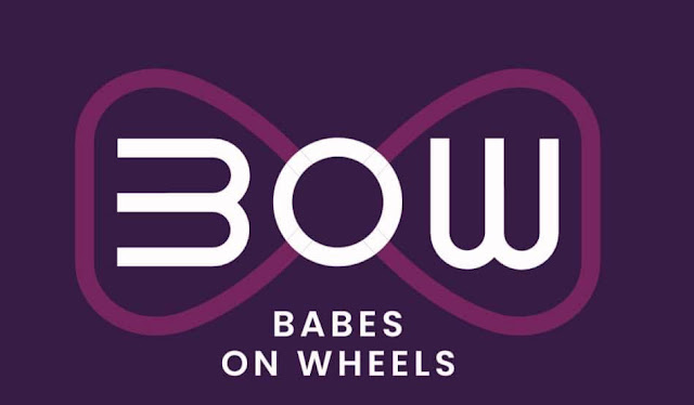 Logo. Sløyfe der det stpr BOW. Babes on Wheels